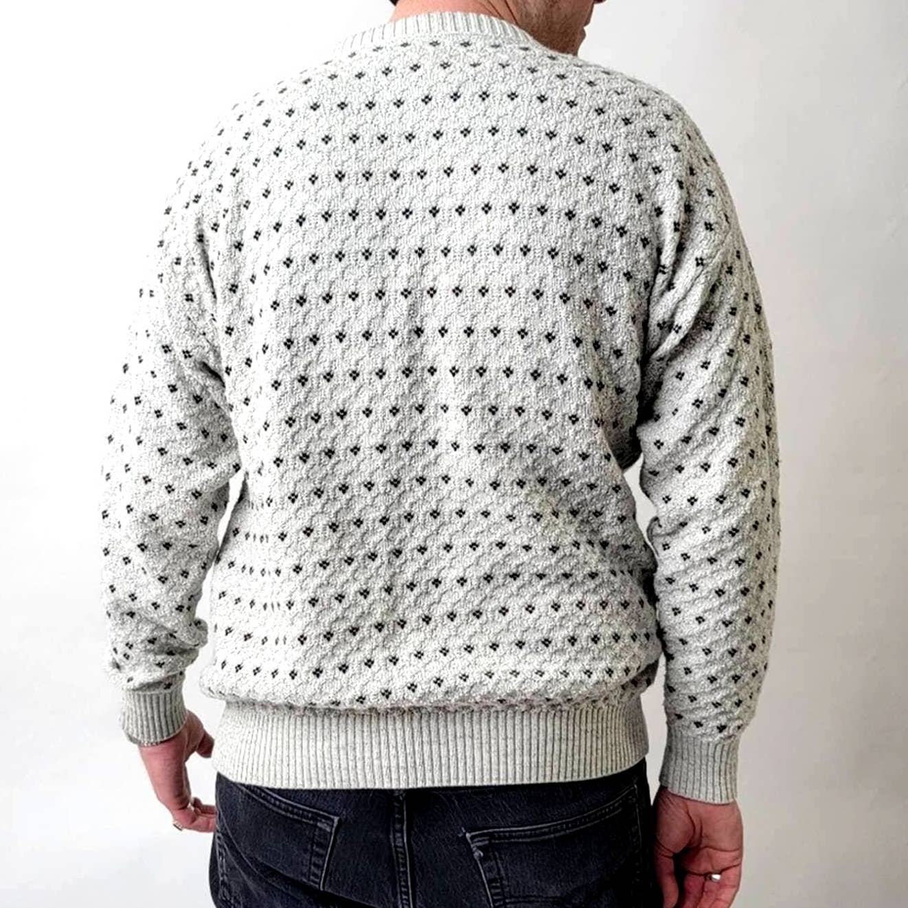 Vintage 90s Crew Neck Chunky Knit Grampa Sweater - L