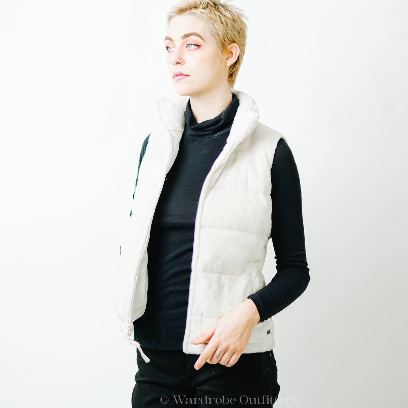 Fleece Quilted Goose Down Puffer Vest in Bone White by Athleta
