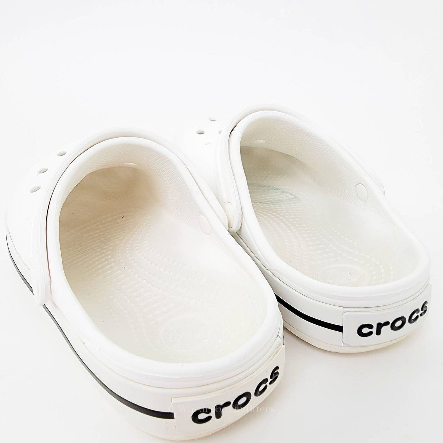 Classic White Stripe Crocs - 6