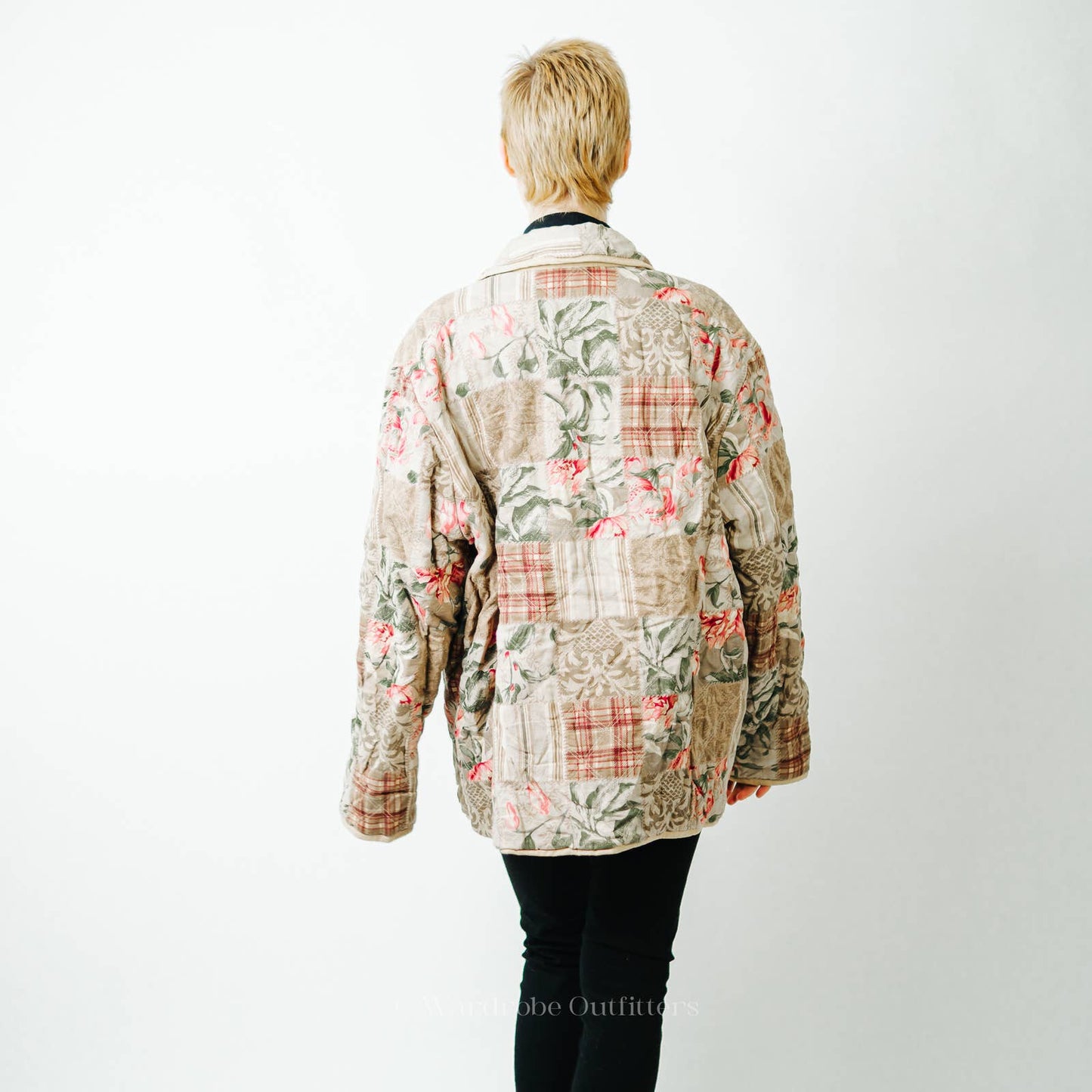 Vintage 90s Handmade Reversible Floral Quilted Jacket