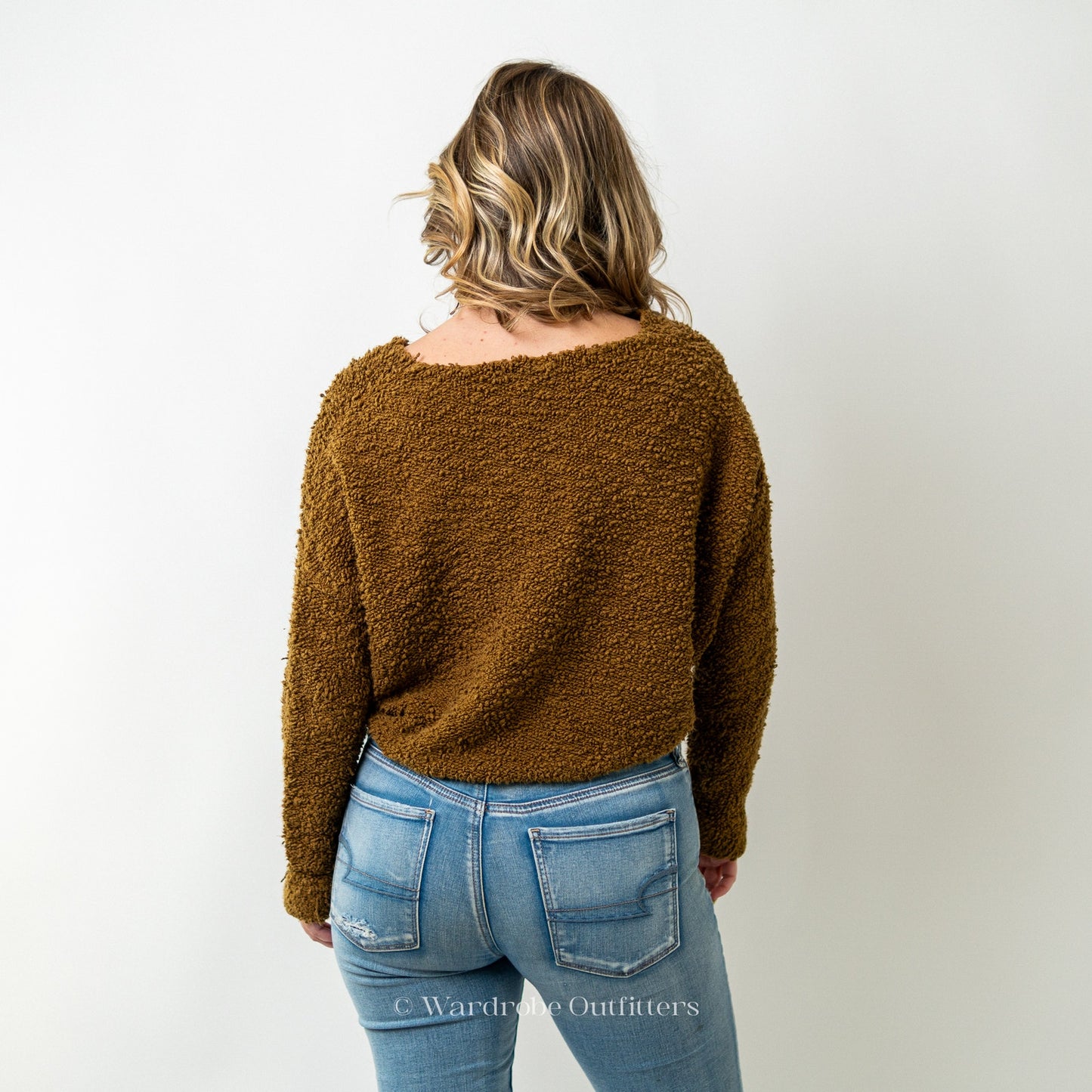 Free People Cropped Fuzzy Fleece Burnished Yellow Sweater Top