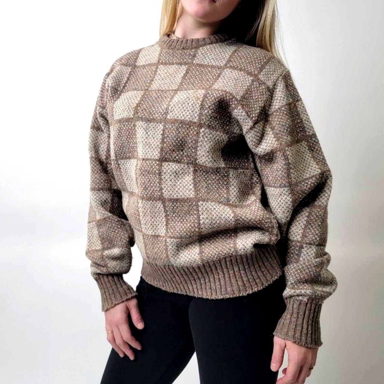 Vintage Mock Neck Chunky Knit Sweater - M