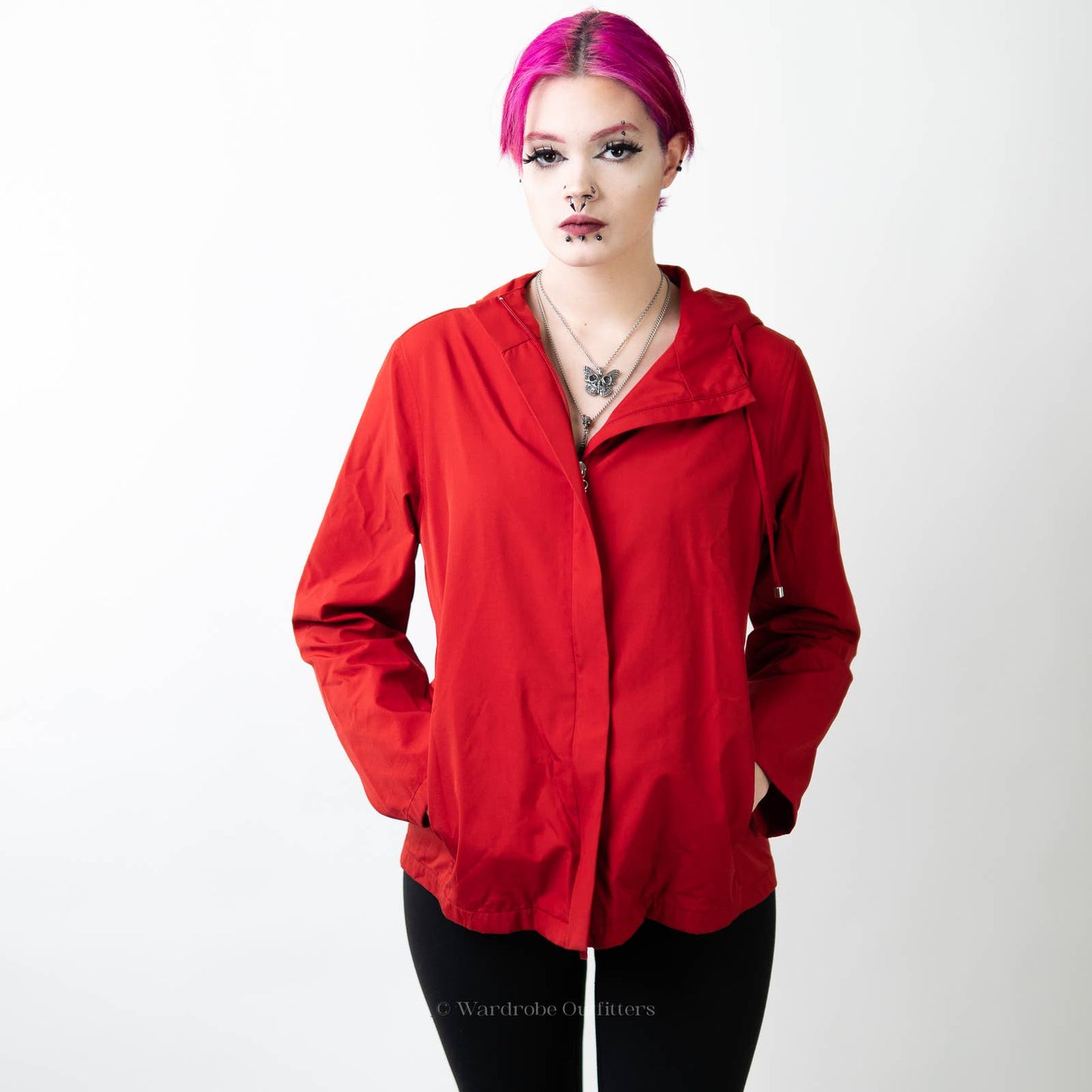 Jones New York County Lipstick Red Barn Rain Jacket - S