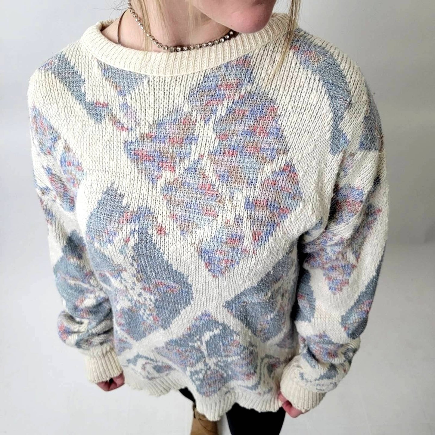 Vintage Mock Neck Chunky Knit Sweater - L