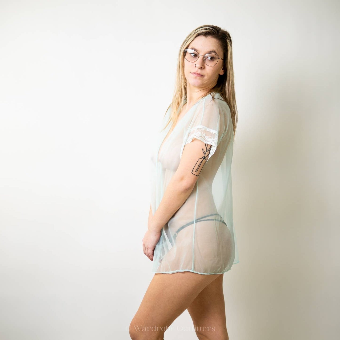 Vintage 70’s Chiffon Sheer Boudoir Pin Up Cover Nightie