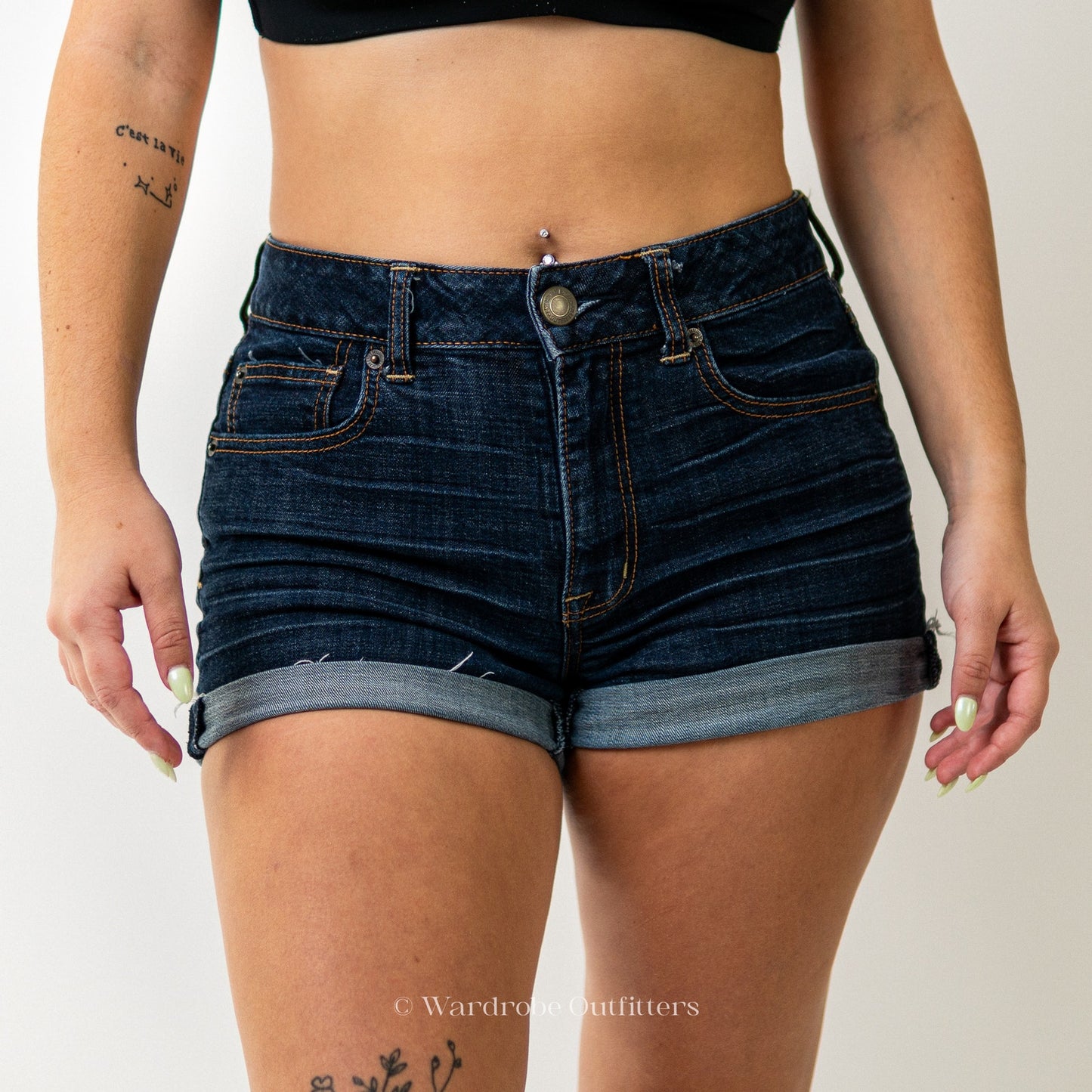 AEO Cutoff Dark Indigo Denim Jean Shorts