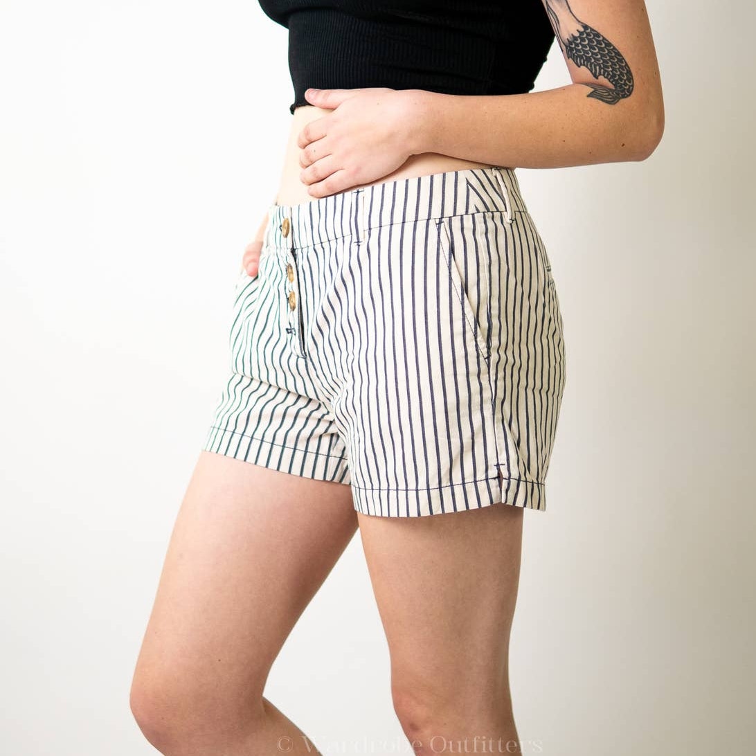 LOFT Cotton Nautical Pinstripe Shorts