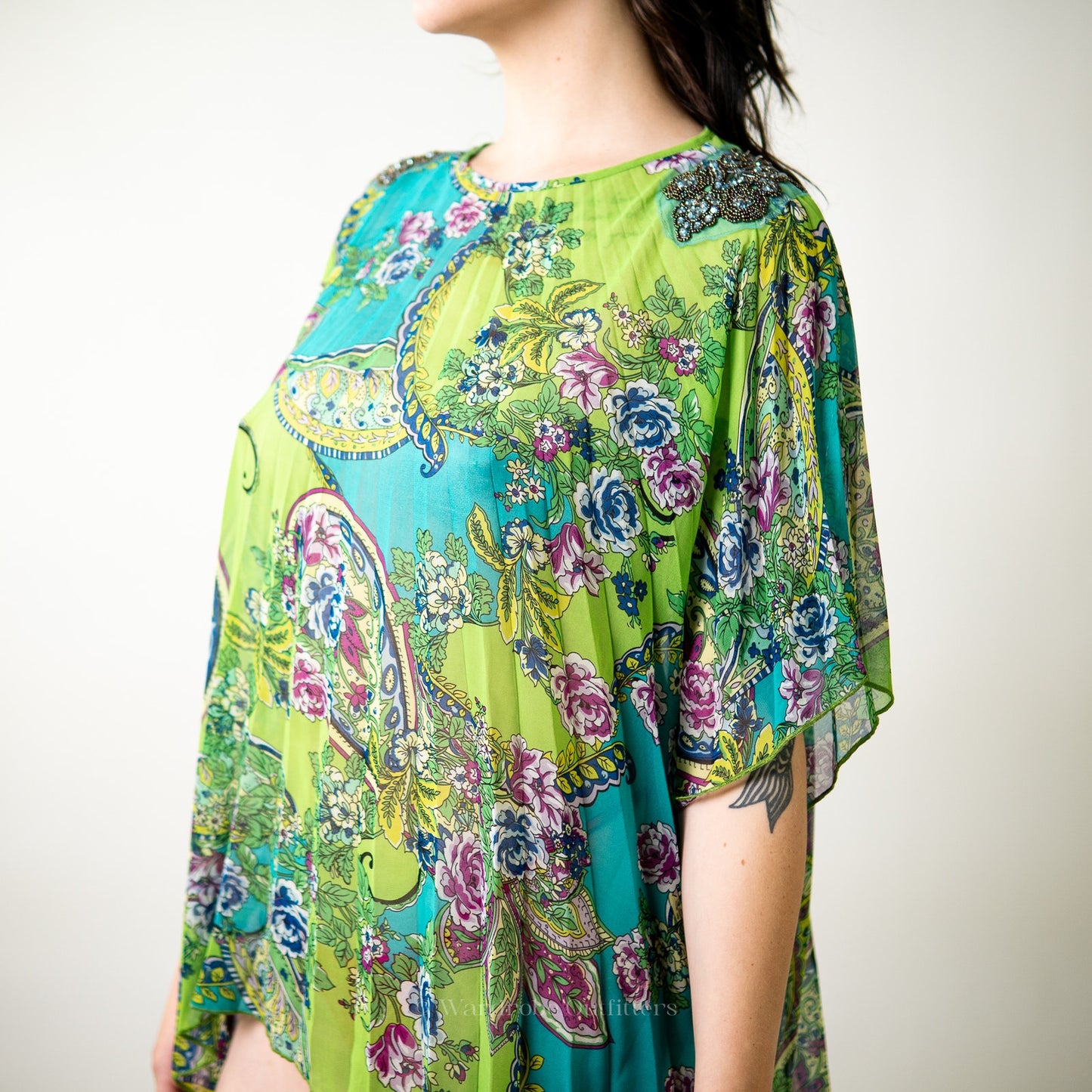 Neon Paisley Blouse x American Glamour by Badgley Mischka - M