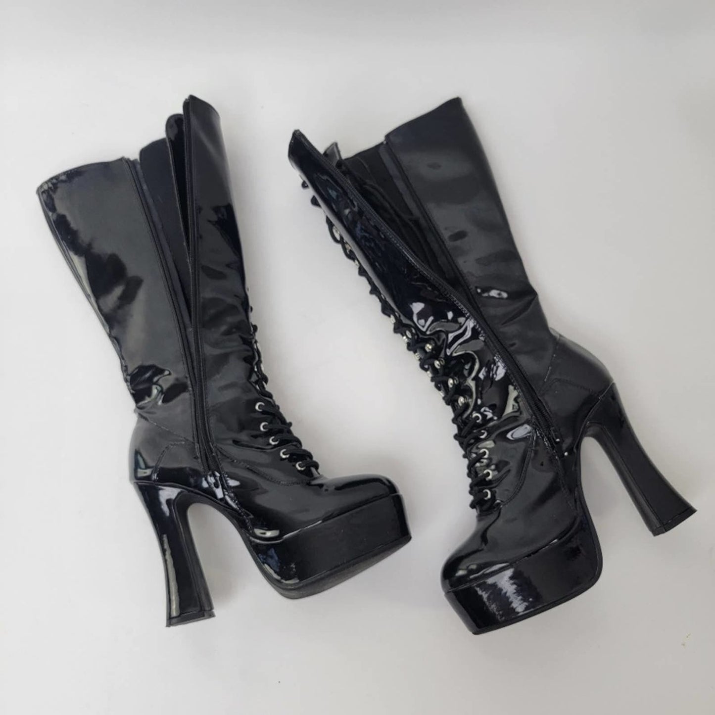 Vintage 90s Dolls Kill Goth High Heel Platform Dancer Boots - 7.5