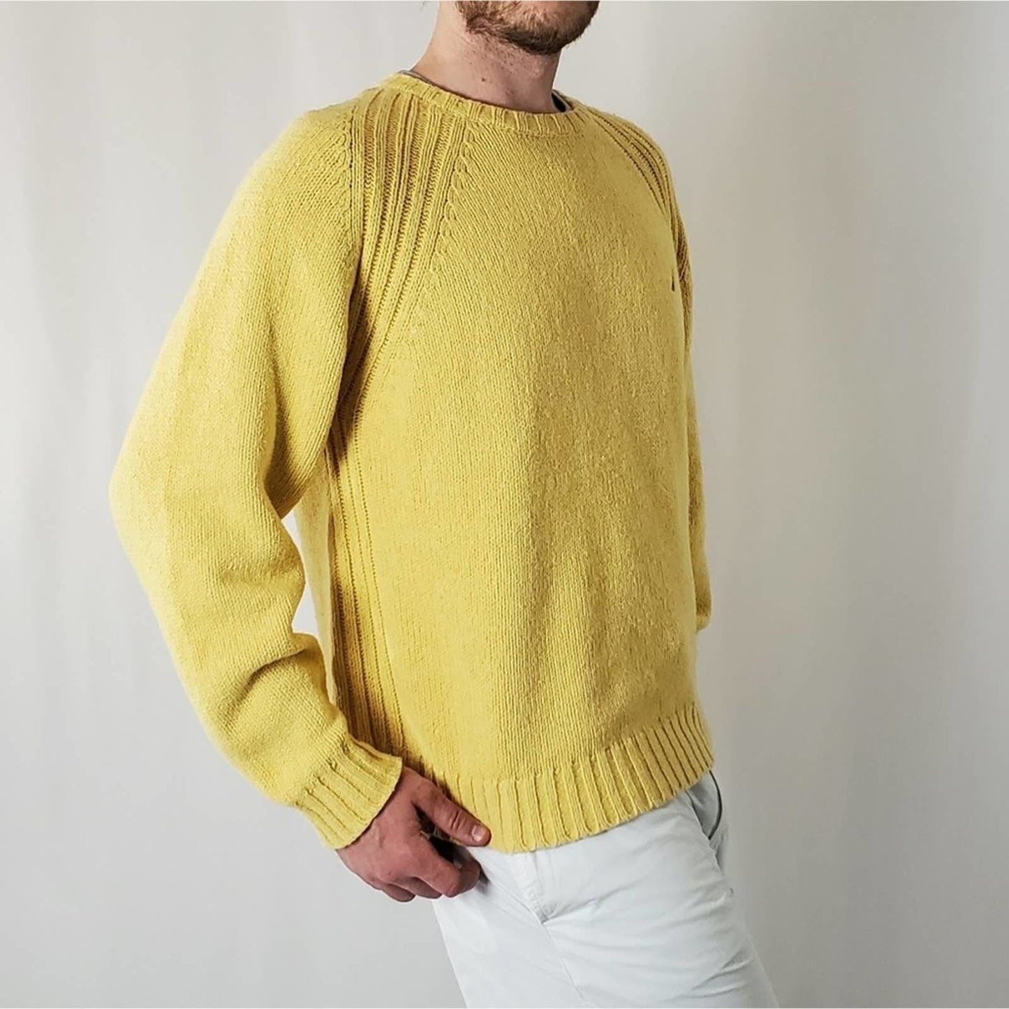 Y2K Nautica Gold Yellow Oversized Knit Sweater Sweatshirt