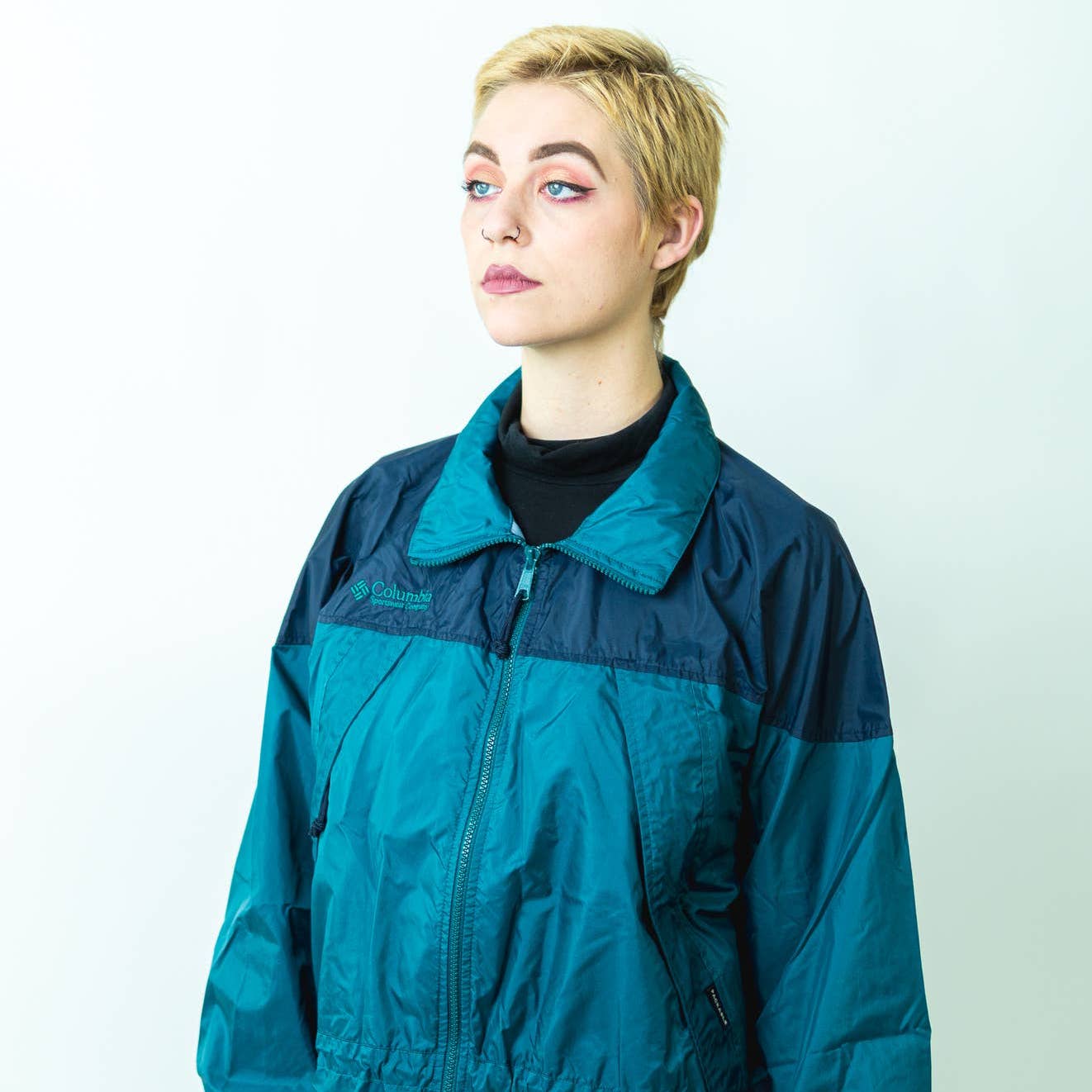 Vintage 90s Columbia Colorblock Windbreaker Track Jacket - M