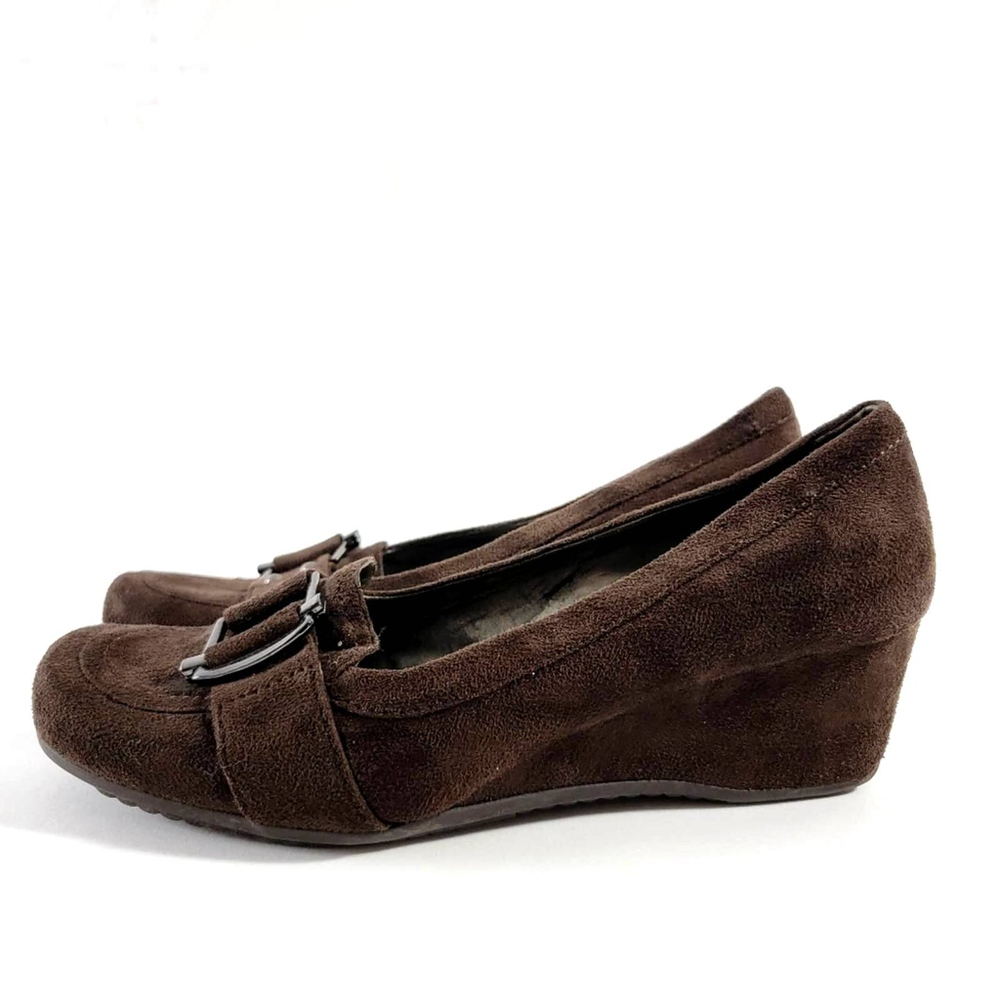 Mark Fisher Chocolate Suede Leather Wedge Loafers - 10