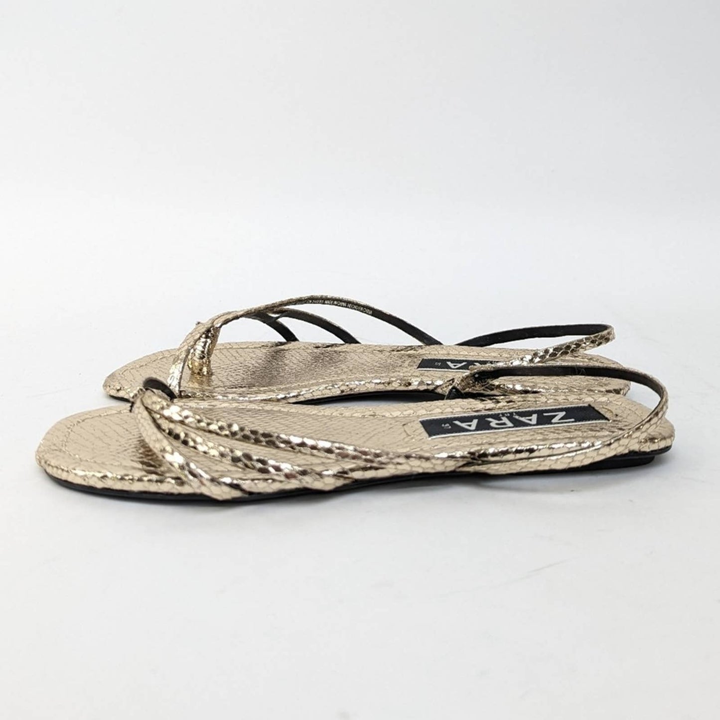 Zara Shimmery Gold Flip Flop Sandals - 6.5