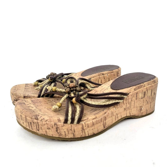 Arizona Jean Co. Platform Strappy Cork Wedge Sandals - 5