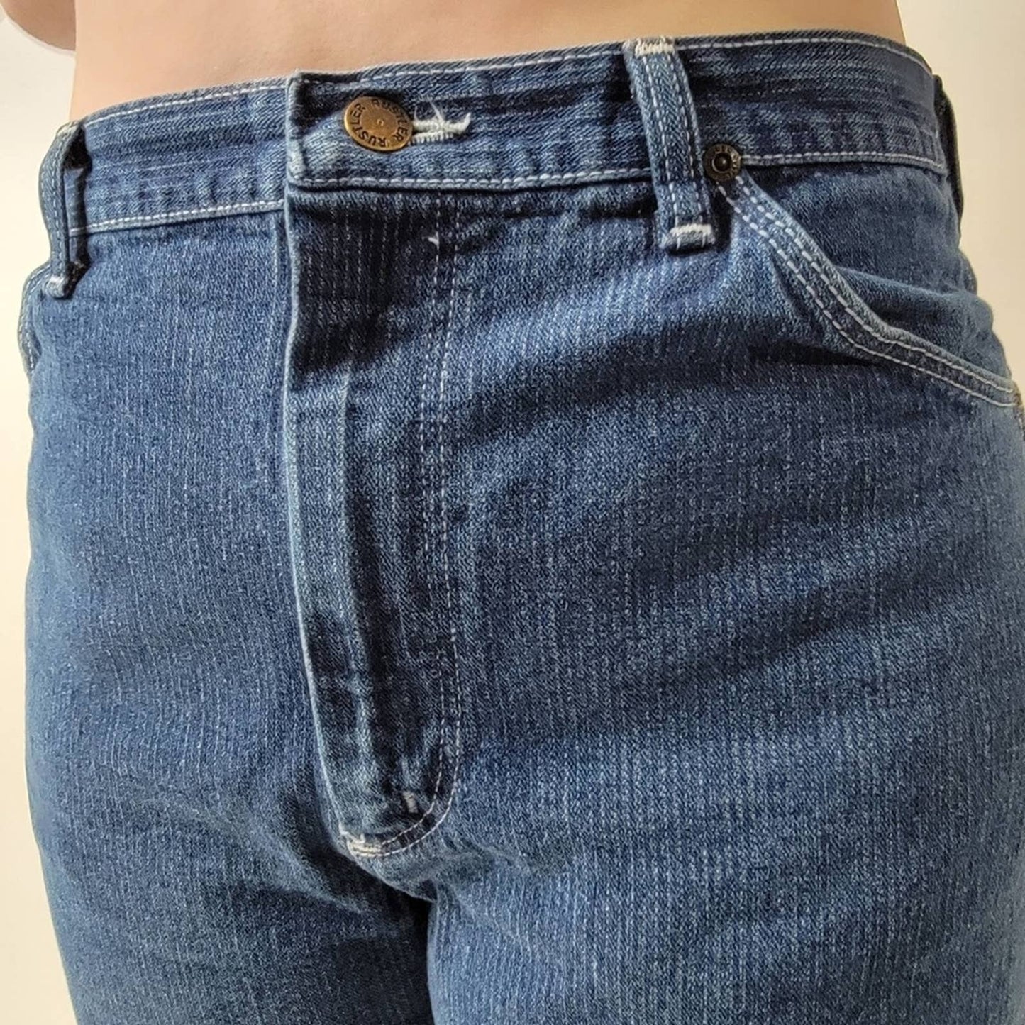 Vintage 70s Rustler Raw Hem High Rise Wide Leg Denim Jeans