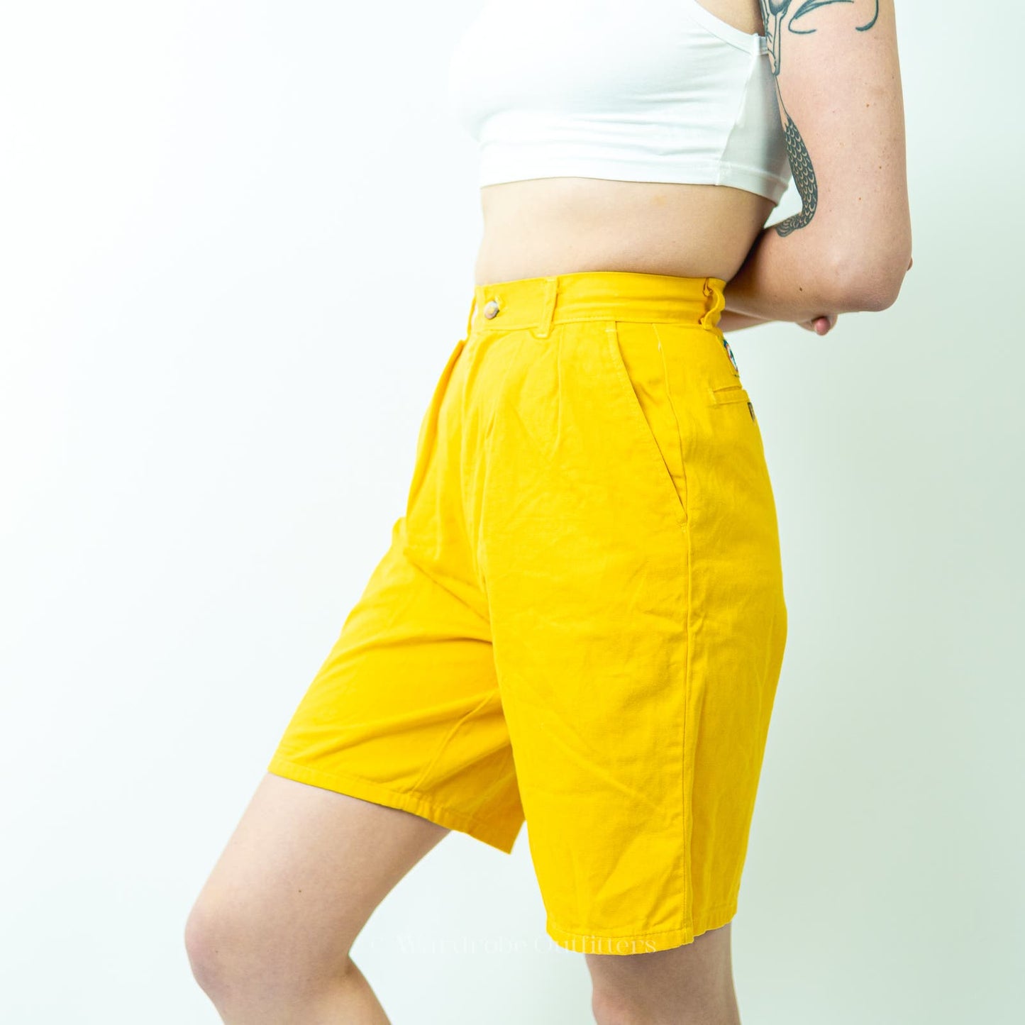 Vintage 80s Duckhead High Rise Mom Pleated Yellow Shorts