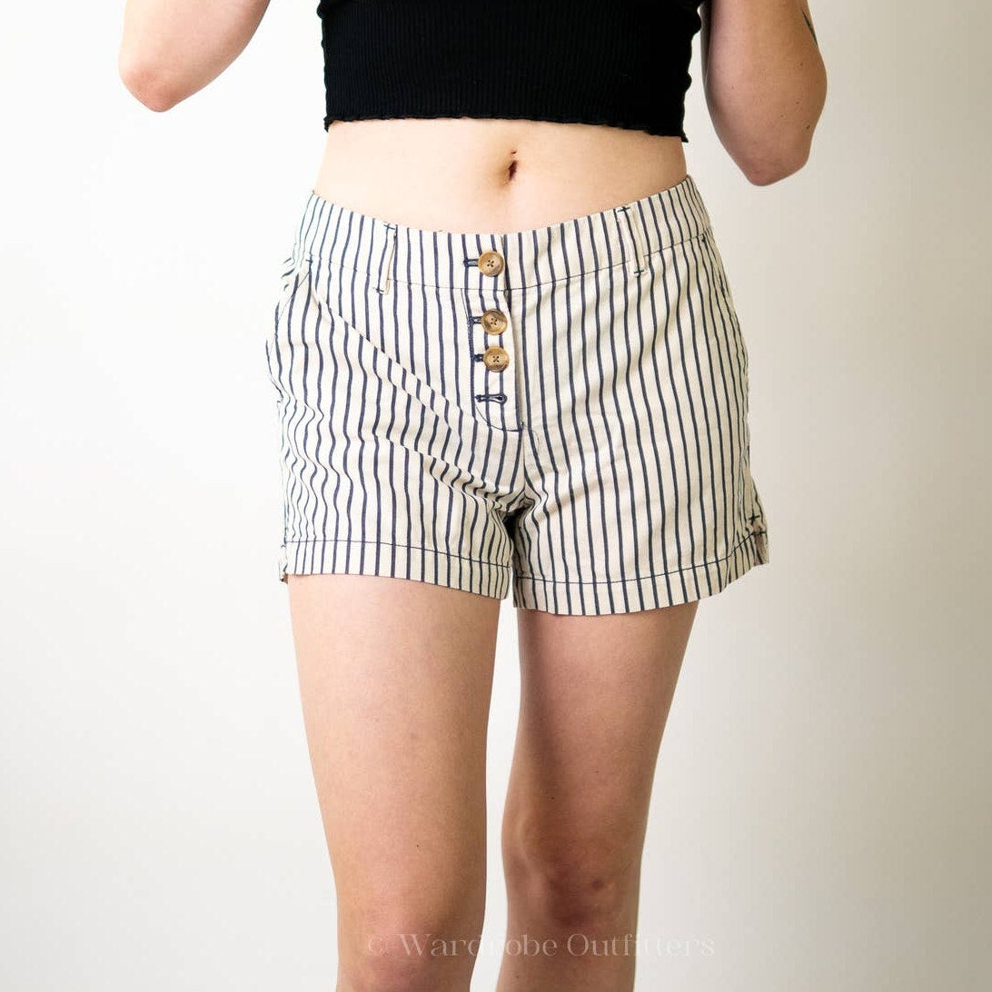 LOFT Cotton Nautical Pinstripe Shorts