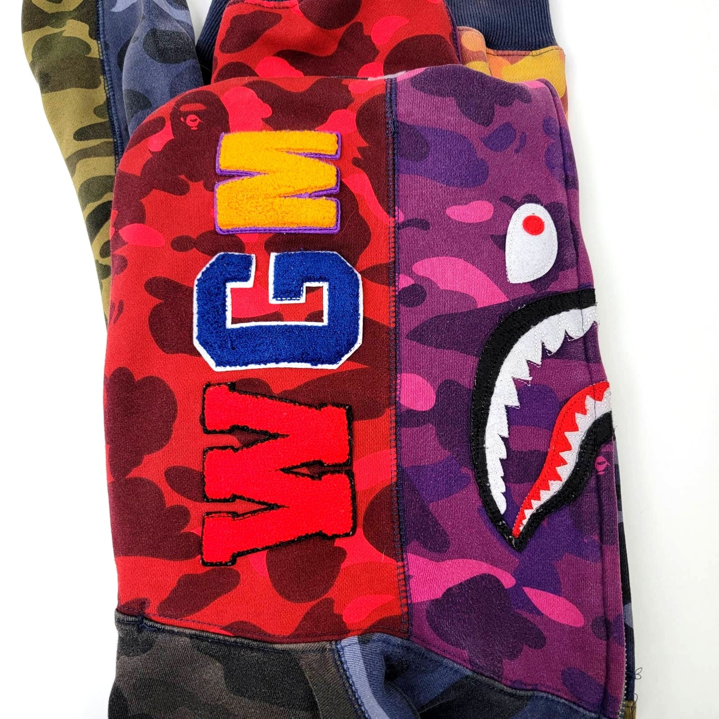 BAPE x A Bathing Ape Mix Camo Crazy Shark Full Zip Hoodie - M