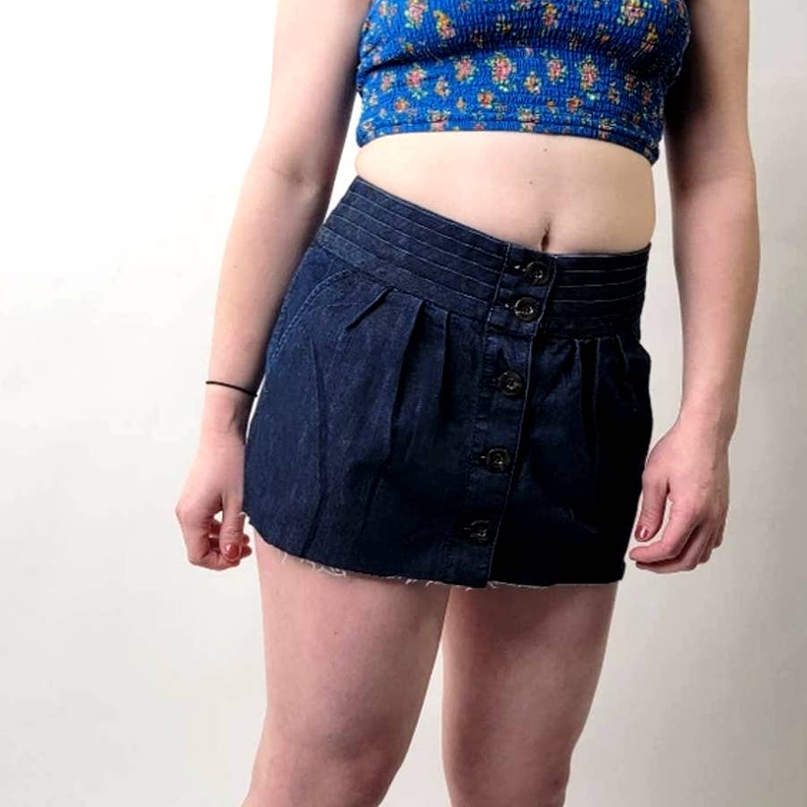 Anthro Pilcro and the Letterpress Denim Mini Skirt