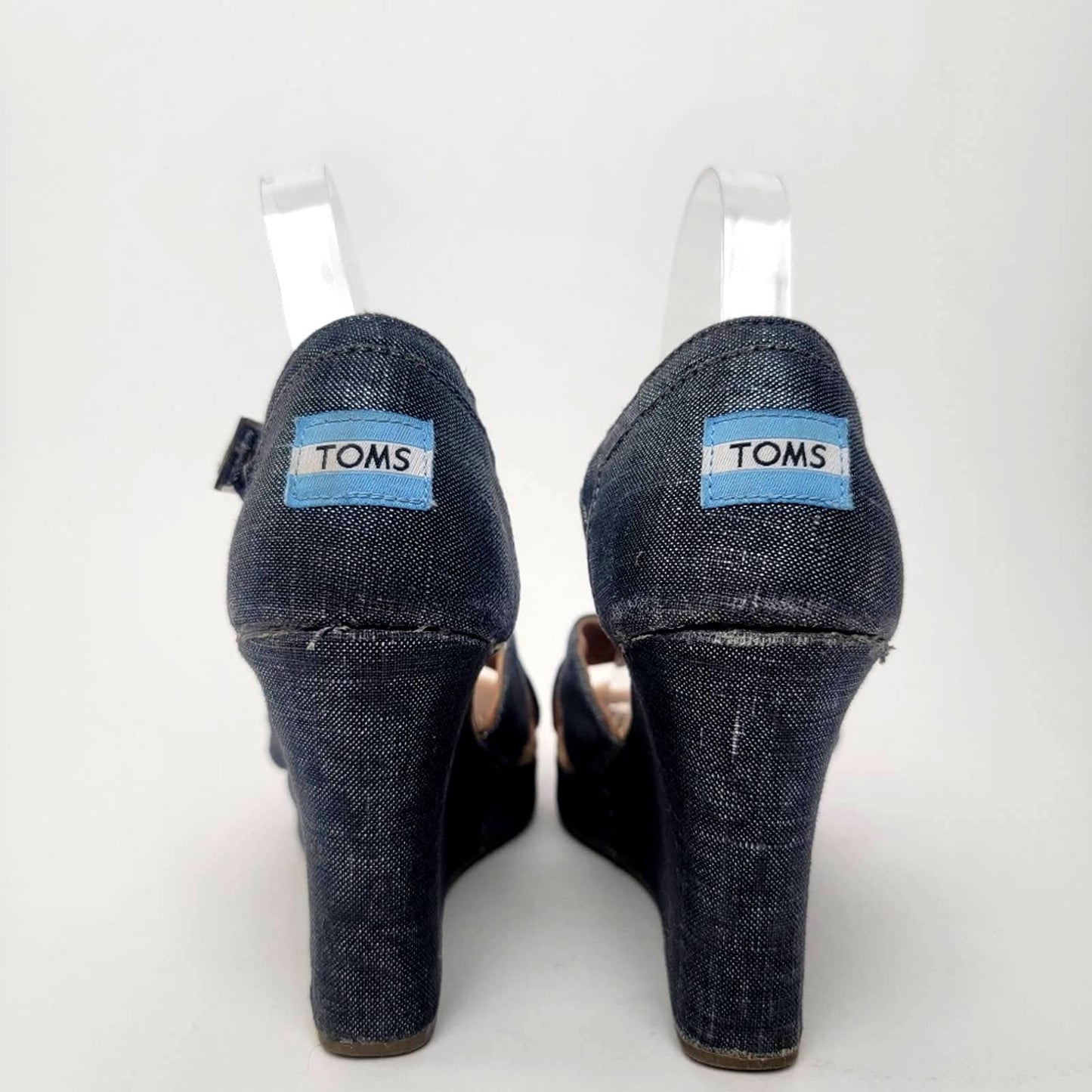 [TOMS] Sienna Iridescent  Black Denim Wedge Heel Sandals - 8.5