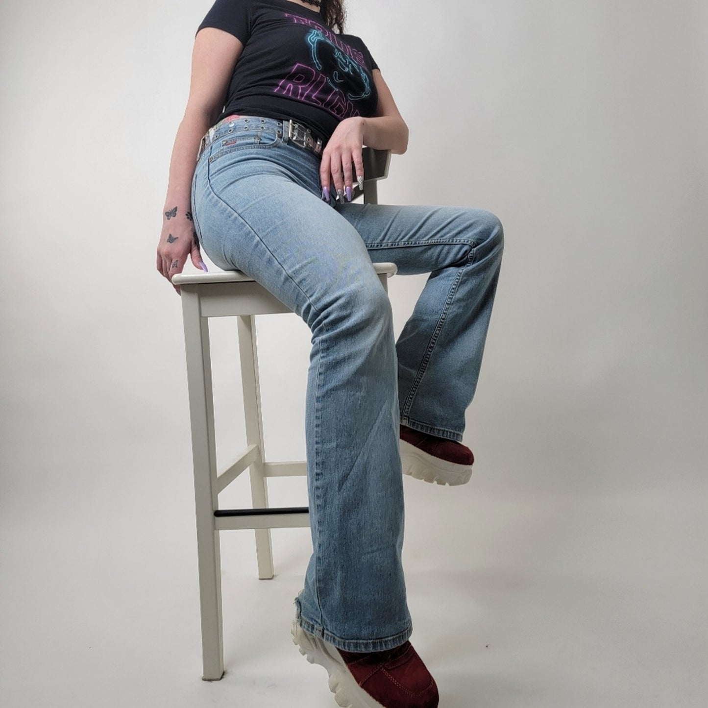 Vintage Y2K Flare low rise light wash Paris Blues Jeans - 9