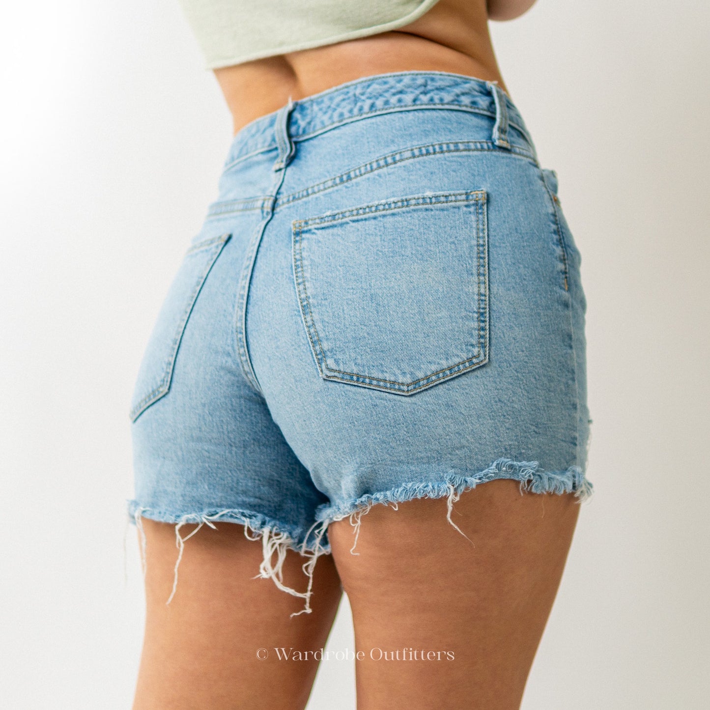 Light Blue Jean High Rise Cutoff Shorts