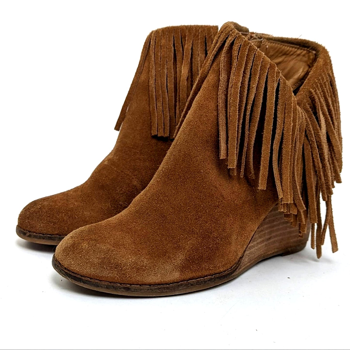 Lucky Brand Yachin Wedge Fringe Tassel Booties - 7.5