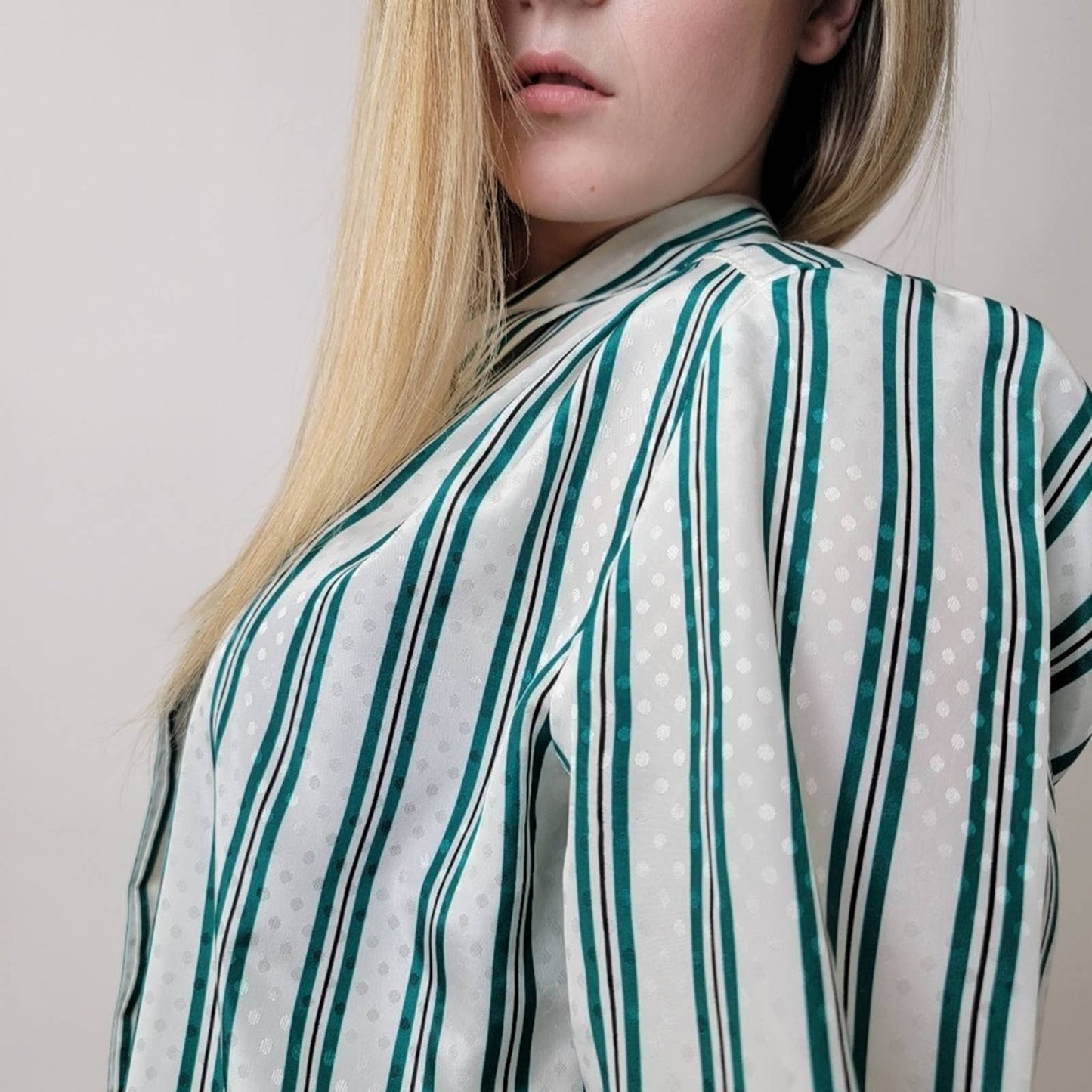 Vintage 70's Pykettes Striped Silky Button Down Top - M