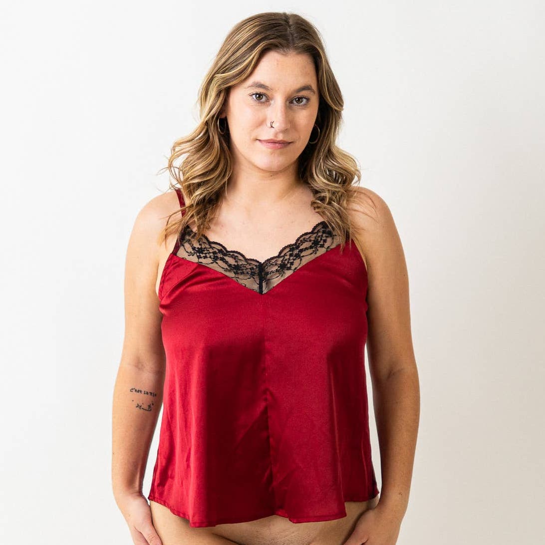 evolutionary Red Satin Babydoll Cami Lingerie - M