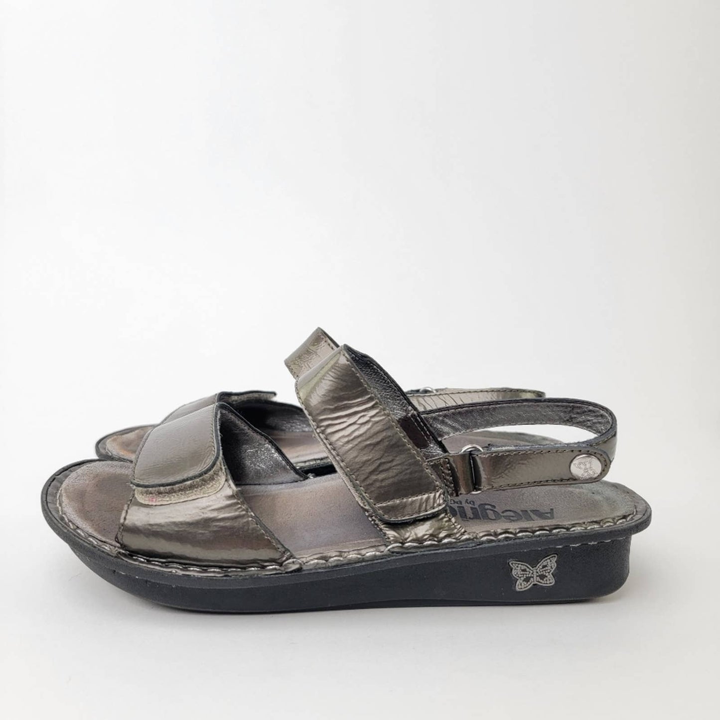 Alegria Verona Chrome Leather Casual Slide Slip On Loafer Platform Sandals - 7
