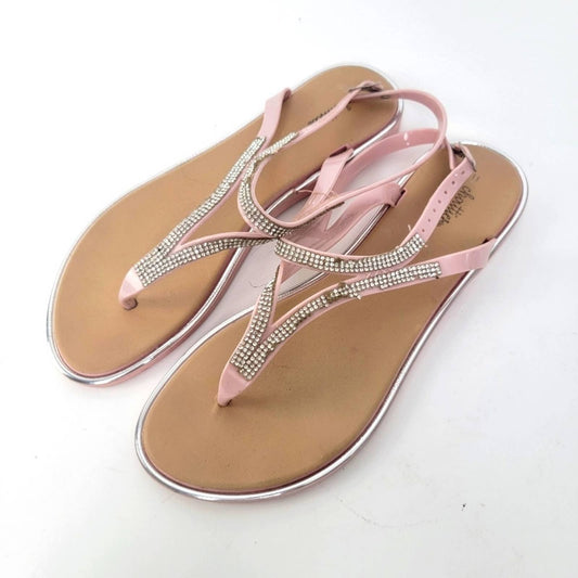 Chatties Pink Rhinestone Thong Flip Flop Sandals - 9.5/10