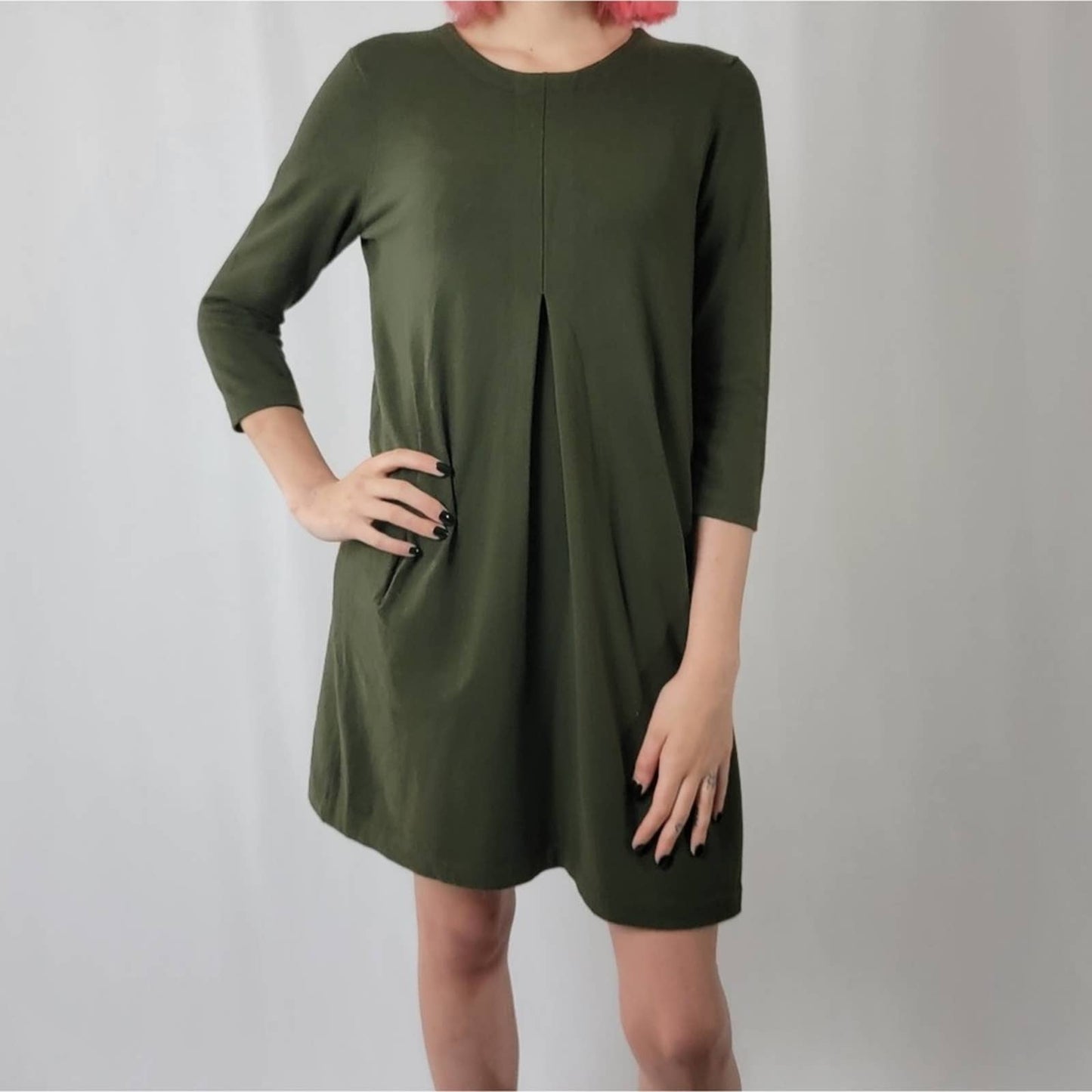 Tyler Boe Cashmere Olive Green Sweater Dress - S