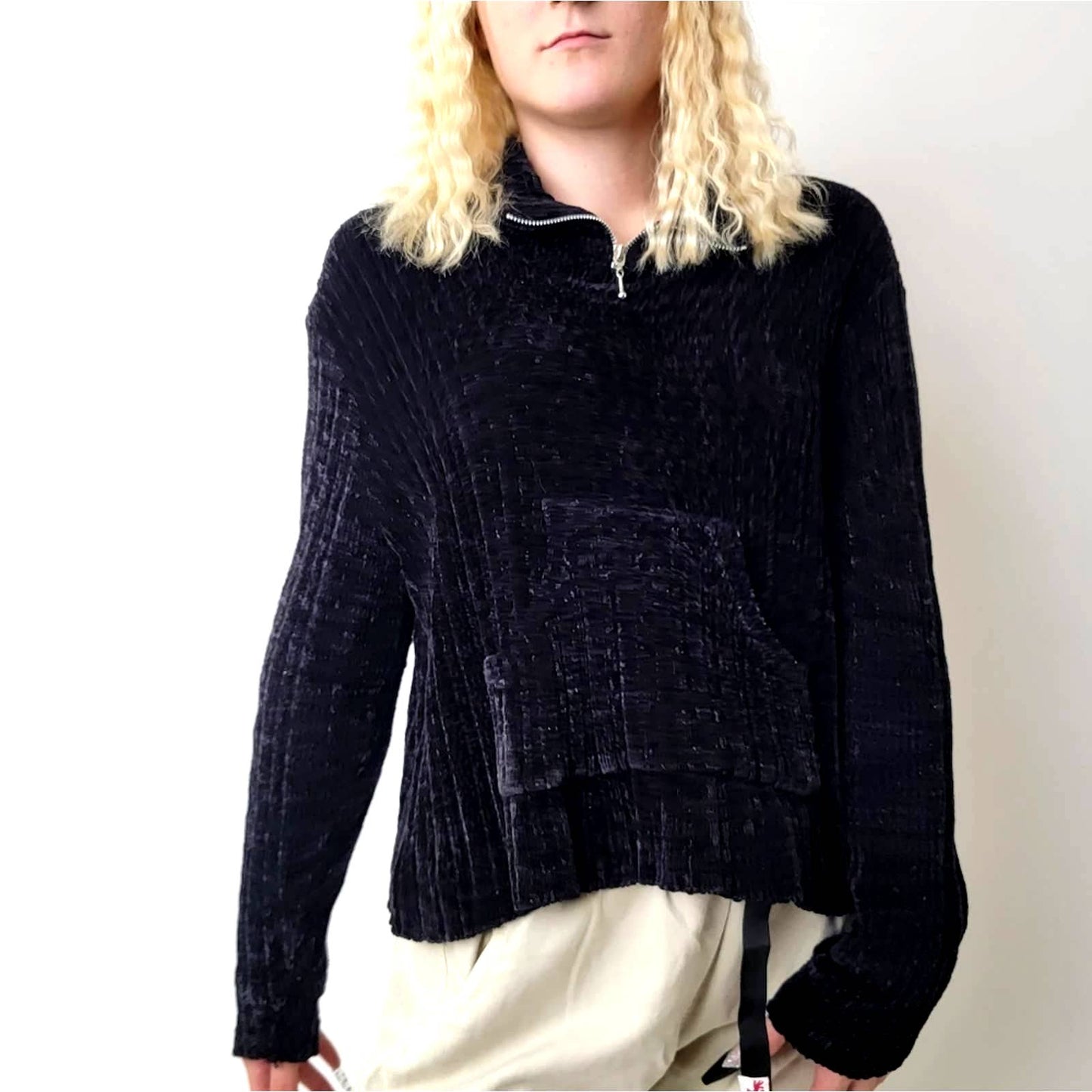 Vintage 90s Black Corduroy Pullover Sweatshirt - L