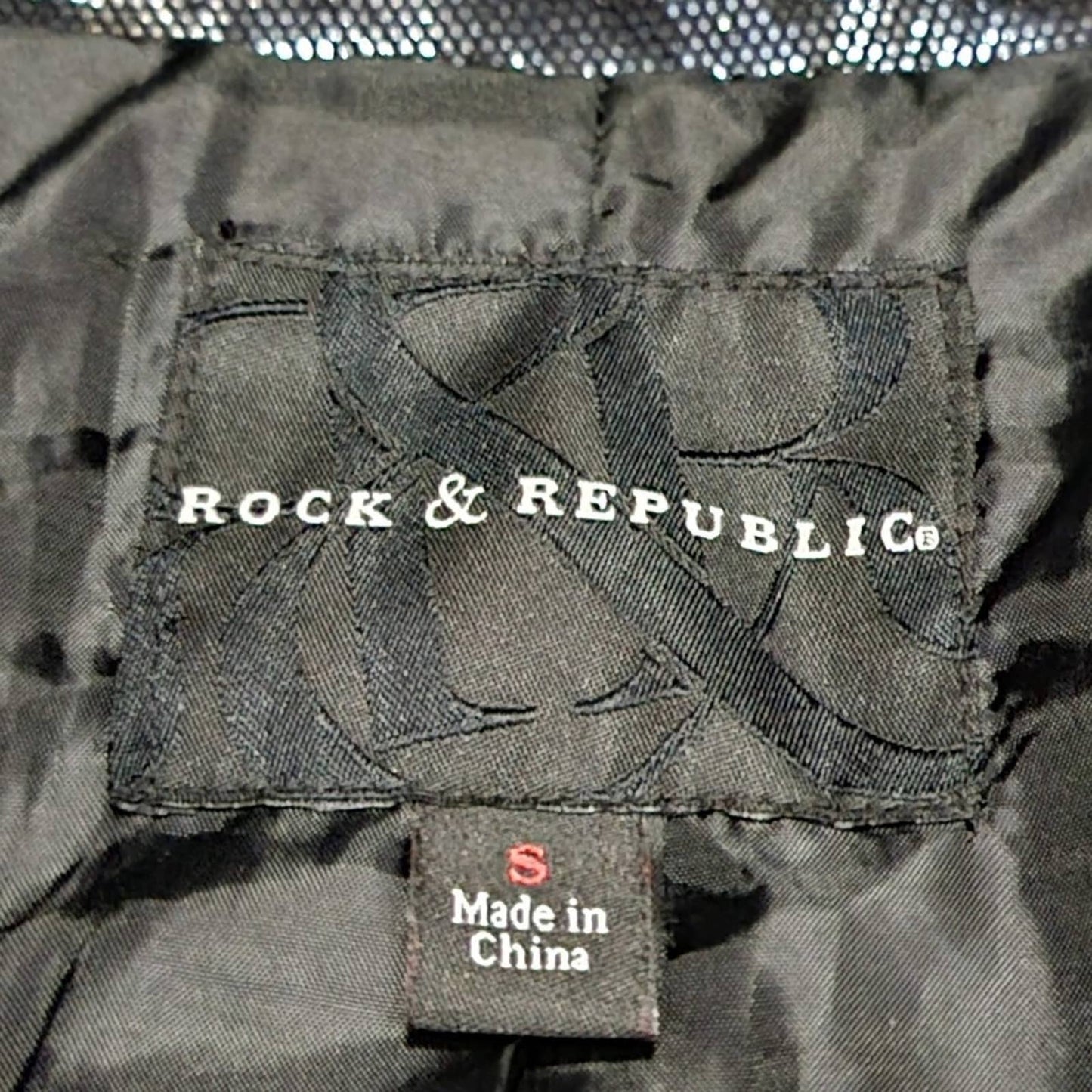 Rock & Republic Metallic Snake Skin Vegan Leather Moto Jacket - S