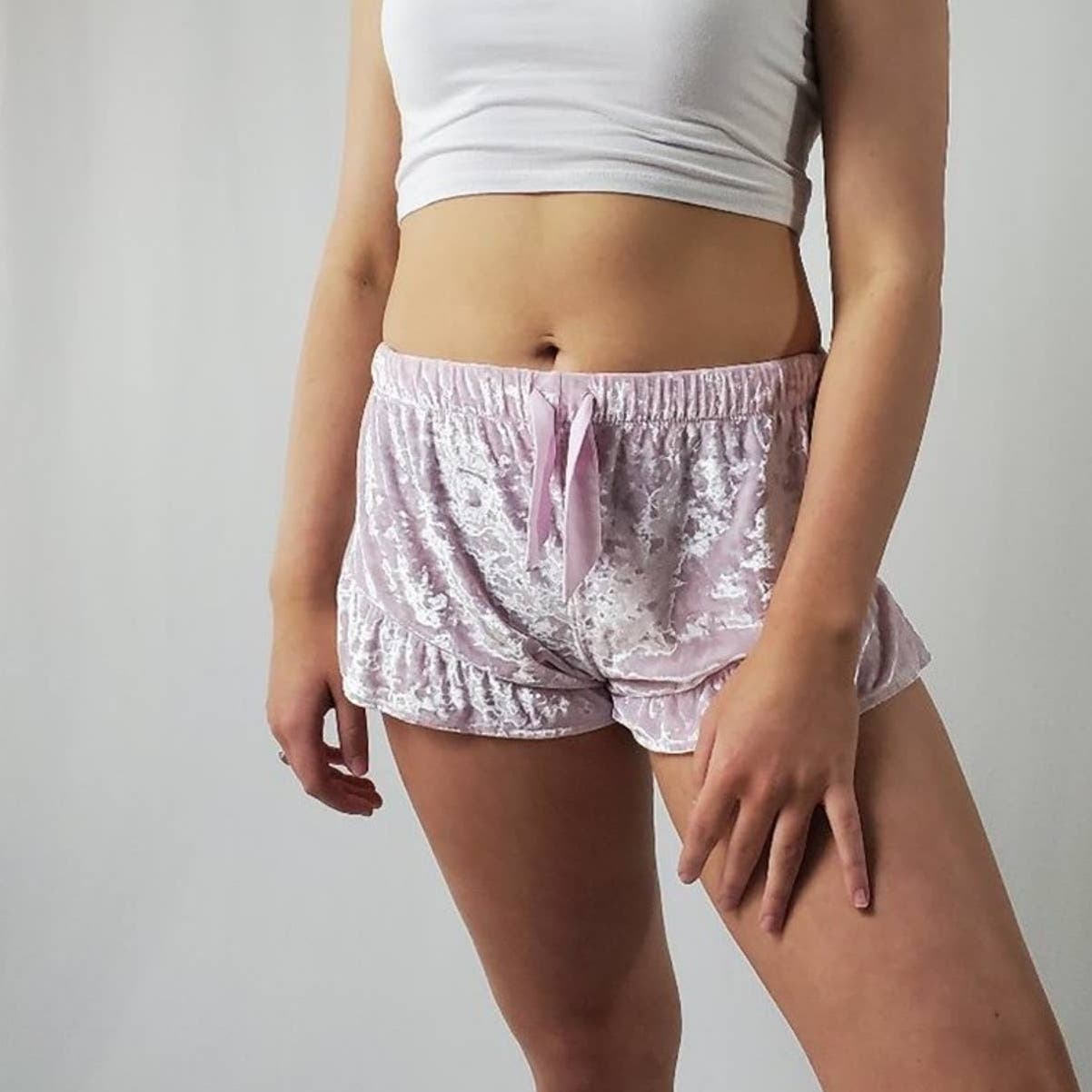 VS Victoria's Secret Blush Pink Crushed Velvet Sleep Shorts - M