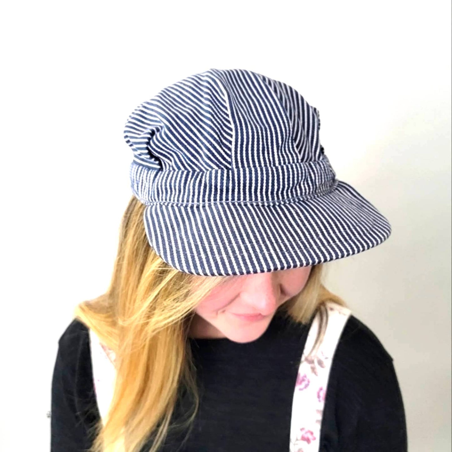 Vintage 90s Striped Engineers Single Panel Snapback Hat