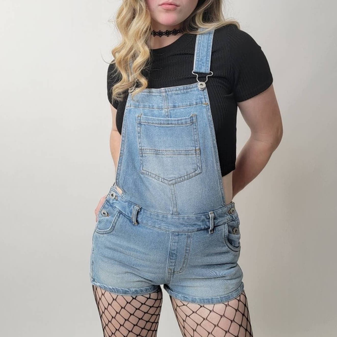 Love Tree Denim Shorts Overalls - M