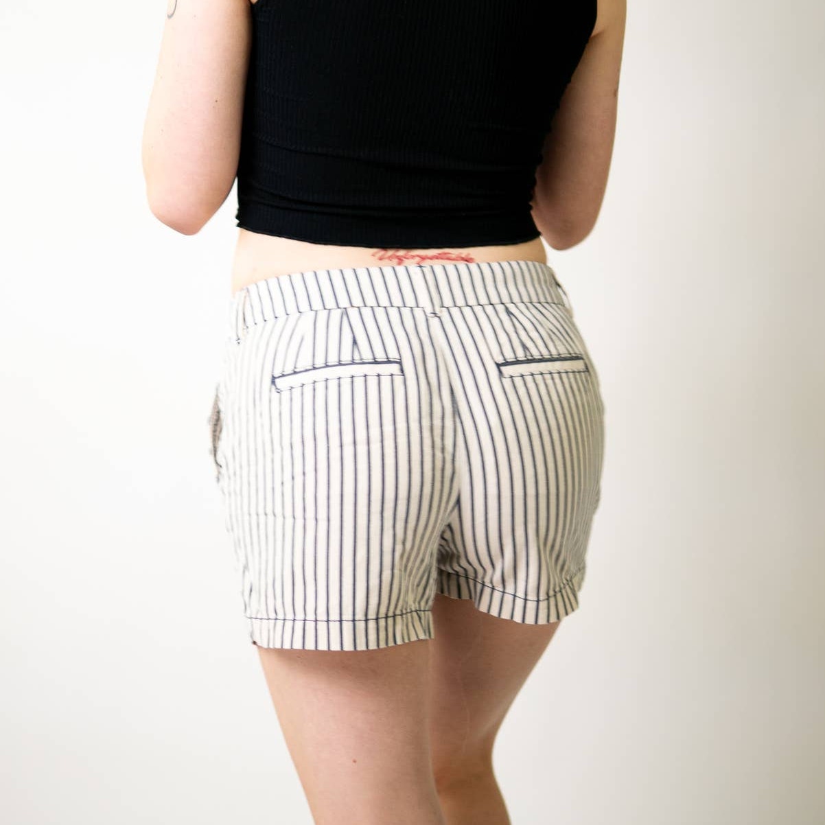 LOFT Cotton Nautical Pinstripe Shorts