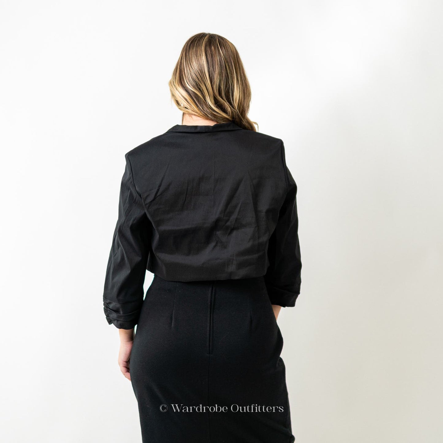 Vintage 80s Black Cropped Dress Blazer Jacket