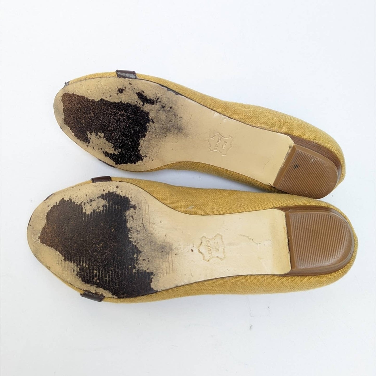 Diba Gold and Brown Peep-Toe Flats - 7.5