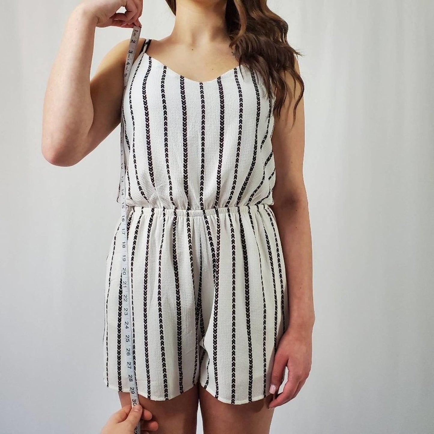 One Clothing Los Angeles Black & White Striped Romper - M