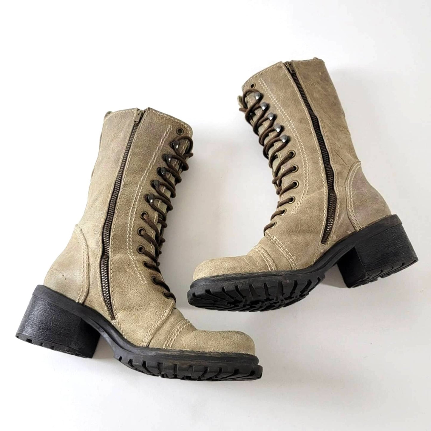 Vintage 90s Grunge Combat Chunky Platform Boots - 7