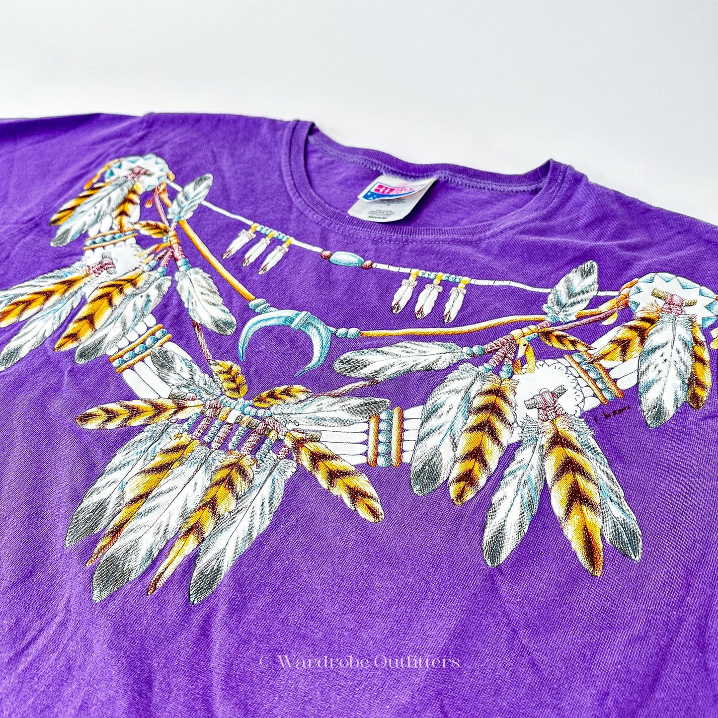 Vintage 90s Native American Western Feather Tee Shirt