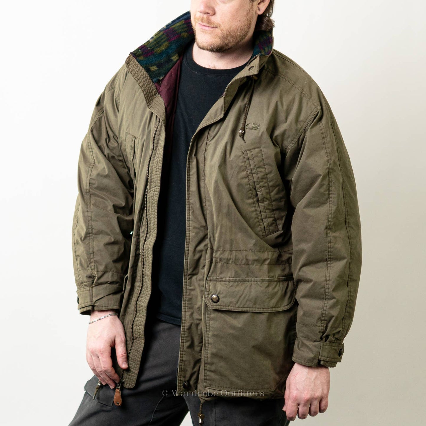 Vintage 90s Olive Green Puffer Hunting Jacket by CB Sports - M