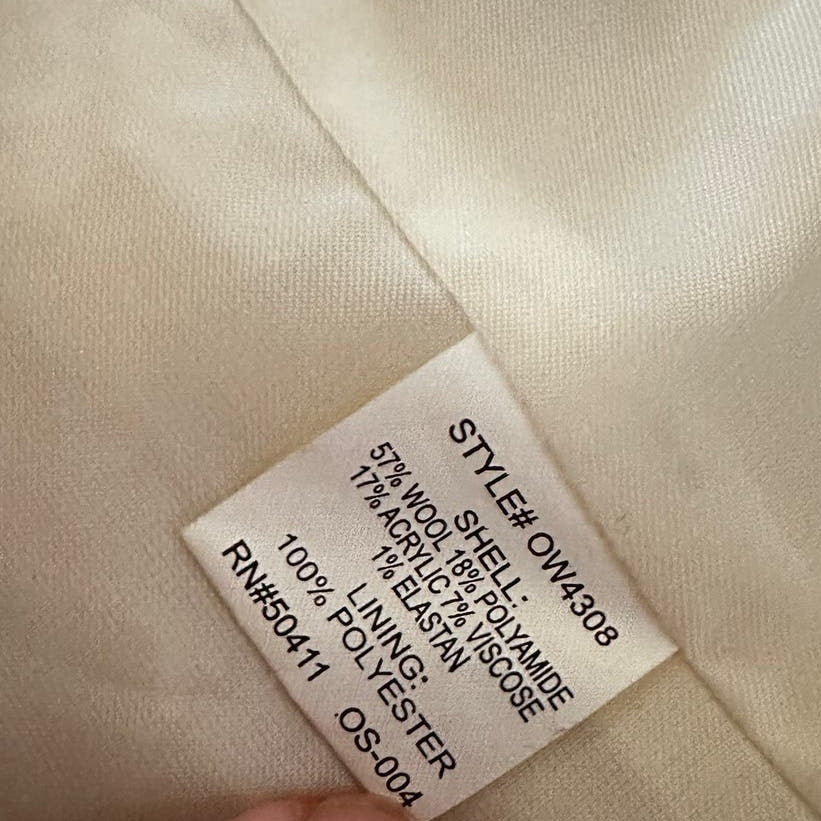 Oscar De La Renta White Wool Blend Pea Coat Jacket