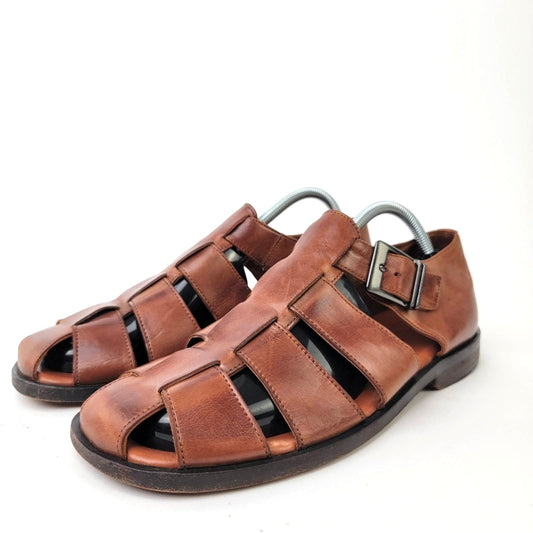 Johnston & Murphy Domani Leather Huarache Fisherman Sandals - 8.5