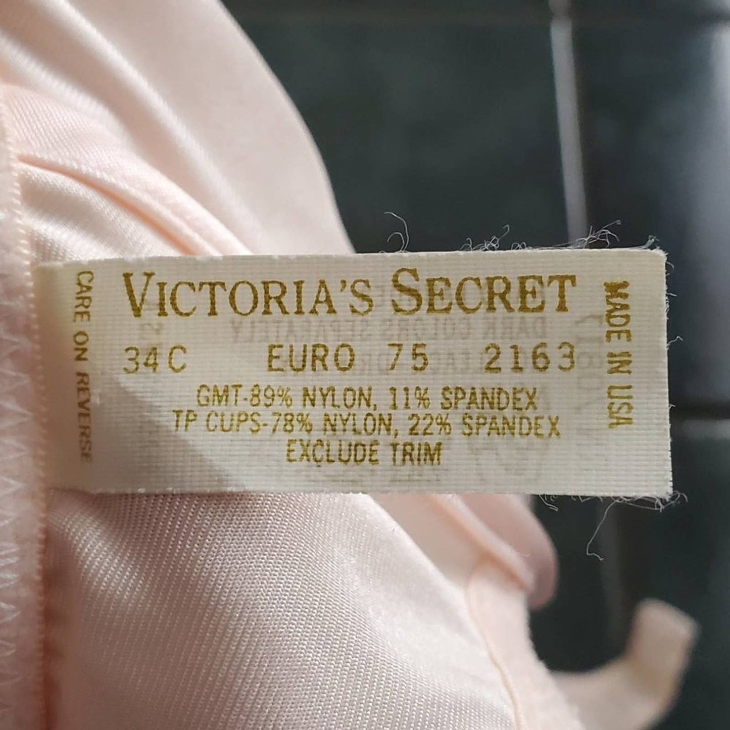 Vintage Victoria's Secret Gold Label Pink Satin Lace Demi Bra - 34C