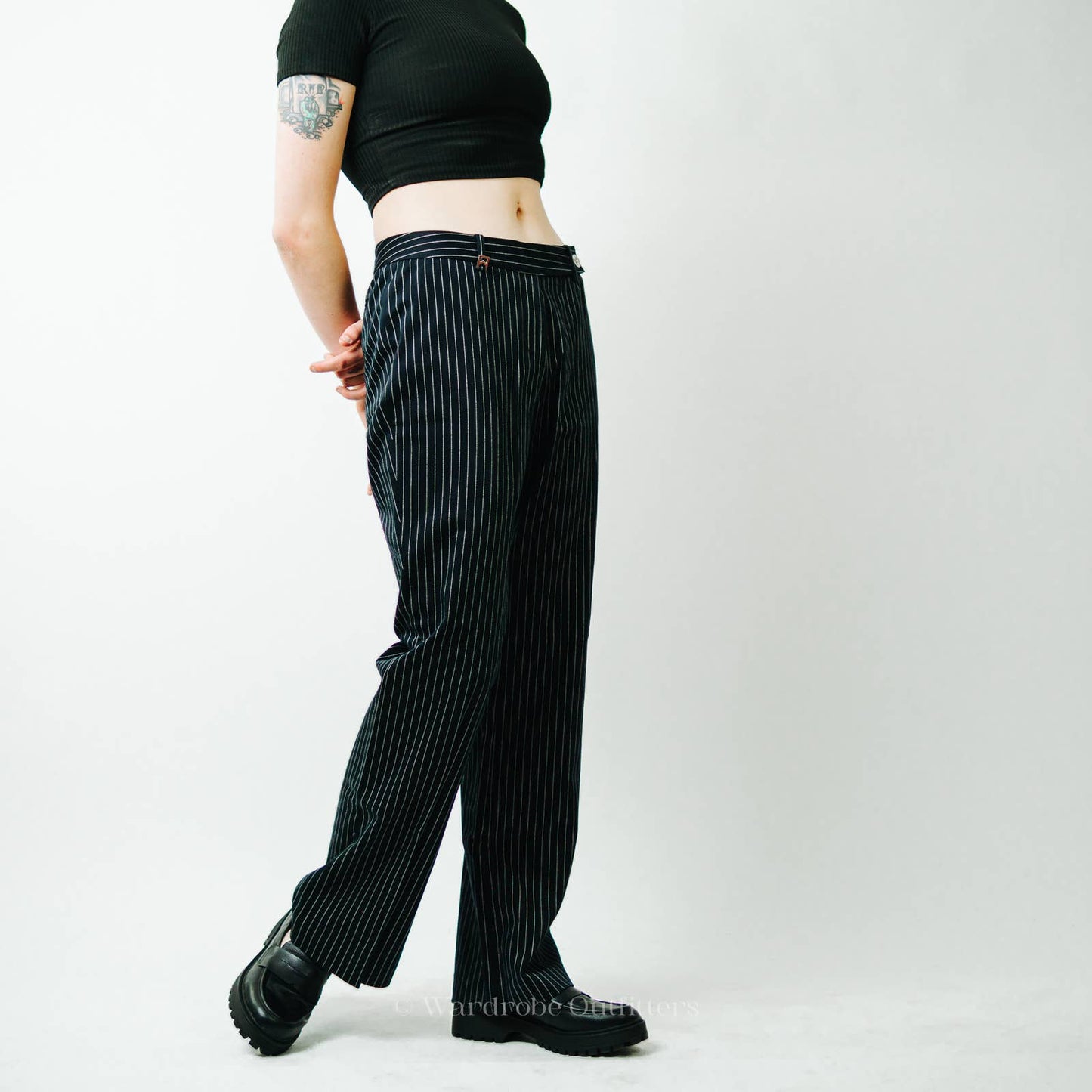 Michael Kors Pinstripe Wide Leg Flared Slacks Trousers Pants - 8