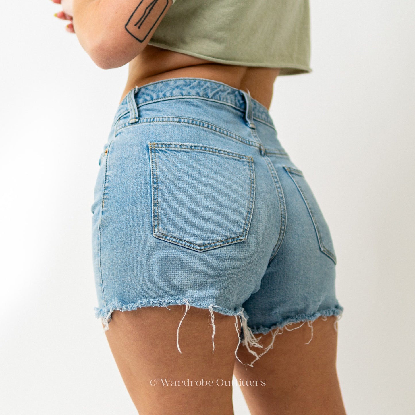 Light Blue Jean High Rise Cutoff Shorts