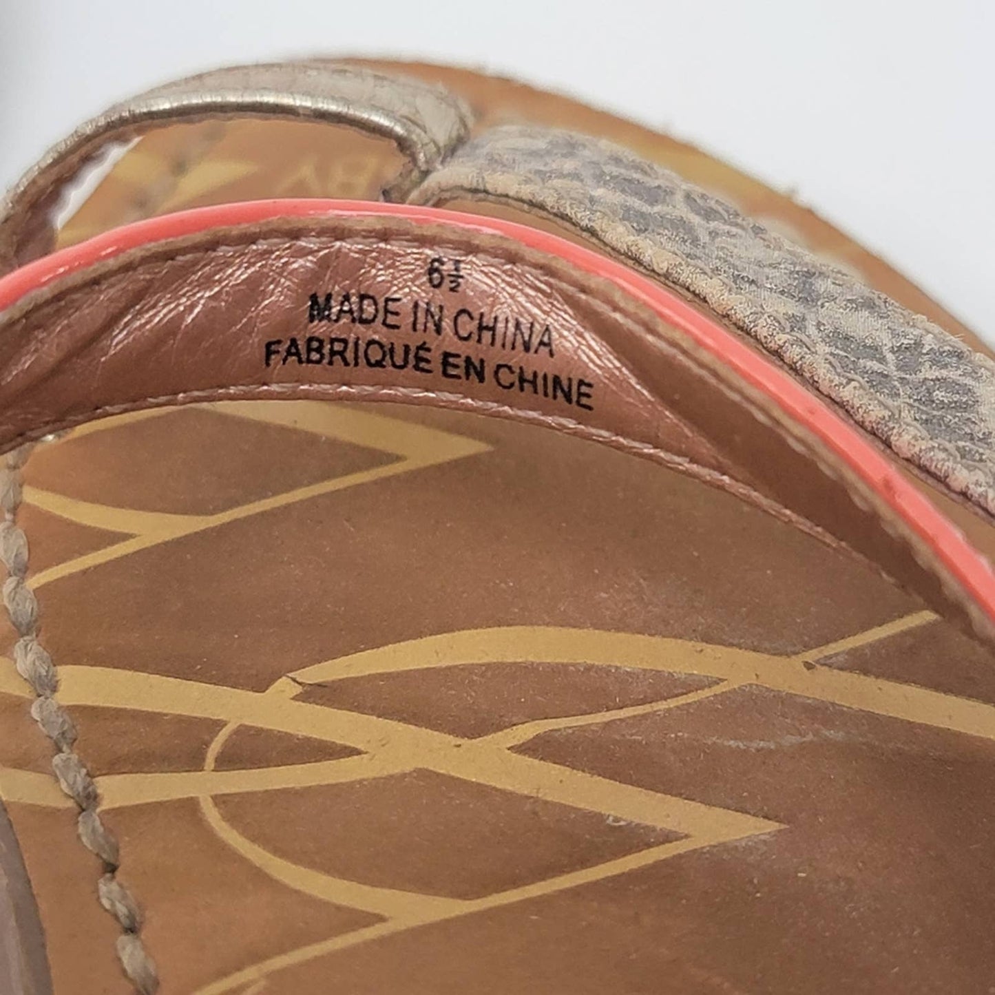 Sam & Libby Strappy Snakeskin Leather Summer Flip Flop Sandals - 6.5